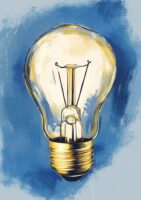 Watercolor painting of a lightbulb