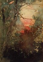 Painting titled Woodland Sunset by Albert Bierstadt